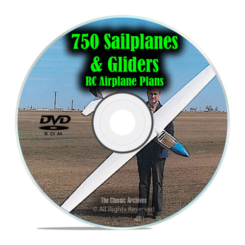 750 Segelflugzeuge & Segelflugzeuge, Fernbedienung RC Radio Modellflugzeug Pläne, DVD I22 - Bild 1 von 1