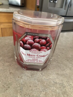Scentworx Slatkin Co Very Merry Cranberry Candle 14.5 oz NEW