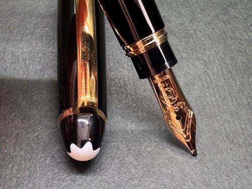 MONTBLANC MEISTERSTUCK 114 MOZART Black GT Fountain Pen 14K 585 Gold-Nib/M - Picture 8 of 23