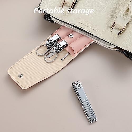 Nail Clipper Set Gifts for Women, 6 Pcs Case Fingernail Clipper Christmas Pink - Picture 6 of 7