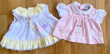 Vintage 80s Baby Girl's Dresses 3-6 Months Set of 2 Cotton Kittens Butterflies