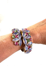 Gorgeous! Vintage Vendome Attrib. Bypass Bracelet , Multi Color Stones