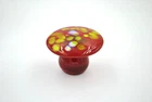 Vintage Blenko Glass Mushroom Paperweight - 7020M - Red/Yellow