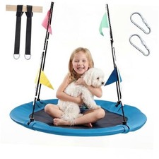 40 Inch Saucer Tree Swing for Kids and Adults, Blue Round swing Blue-40in