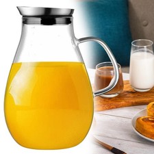 2L Glass Jug with Stainless Steel Lid Glass Pitcher Water Jug for Iced Tea Juice
