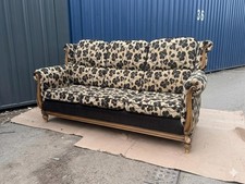 Vintage-Style Floral 3-Seater Sofa / Settee – Traditional Wood Trim