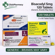 Bisacodyl Constipation Relief, Laxative 5mg - 120 Tablets (2 boxes of 60)