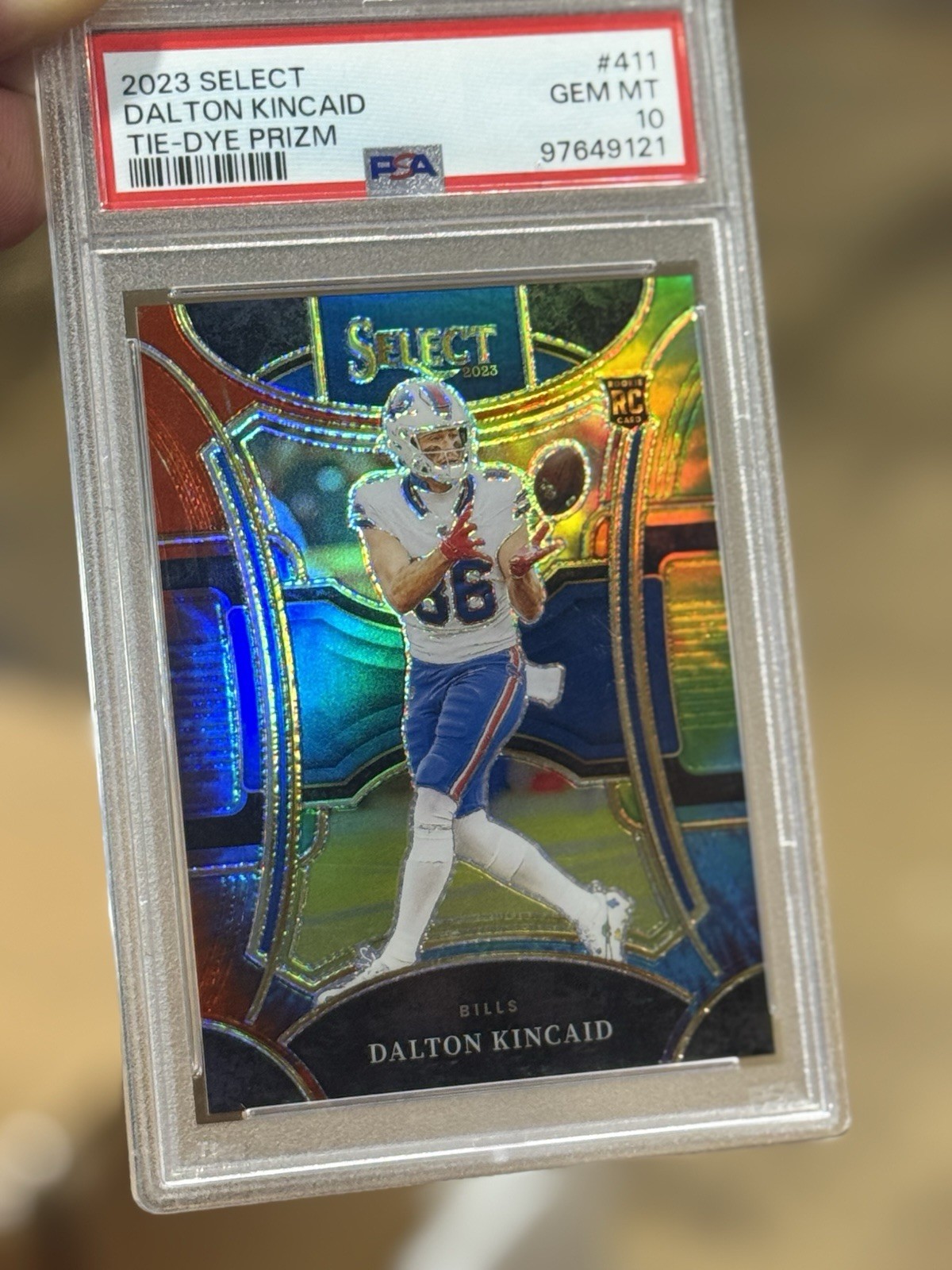 Dalton Kincaid 2023 Select Rookie Suite Level Tie-Dye /25 Bills RC PSA 10