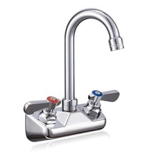 Leak-Free Kitchen Faucet Wall Mount 4" Center, 4" center 3.5" gooseneck