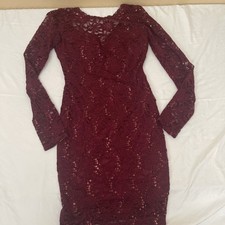 Windsor Burgundy Lacy Bodycon Dress - 7-8