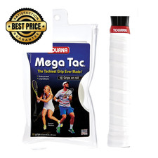 Tourna Mega Tac Extra Tacky Overgrip, White, 10-Pack 10-Pack, White