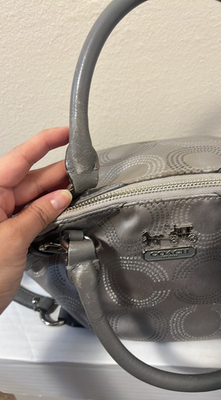 Vintage Coach Madison Dotted Op Art Two Handle Canvas Handbag Y2K