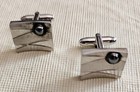 Vintage Sterling Silver Speidel U.S.A. Hematite Cufflinks — photo 1