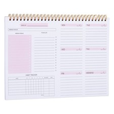 Weekly Goals Notebook, B5 10 x 8 Inches 53 Sheets to Do List Planner, Pink 1