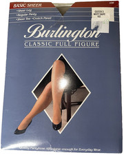 NEW Burlington Basic Sheer Pantyhose Classic Full Figure Queen 2 Misty Taupe