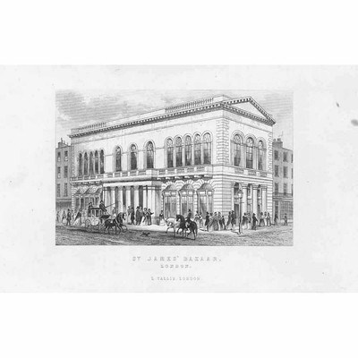 LONDON St James's Bazaar - antiker Druck um 1850