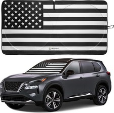 Windshield Sun Shade, High-Resolution Car Sun Color: USA B W FlagSize: Medium