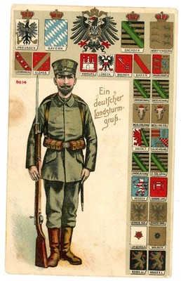 AK Litho Ein deutscher Landsturmgruß Königsbrück Sachsen Bayern usw.  T261
