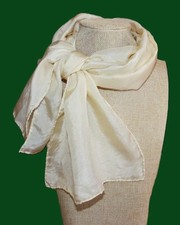 Oblong solid scarf; soft white; silk; 56x10 inches; unbranded new item