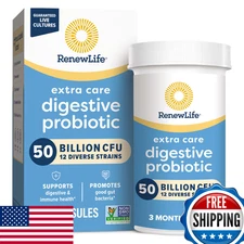 Renew Life Extra Care Probiotic 50 Billion CFU - Immune & Digestive Supp. 90 Ct
