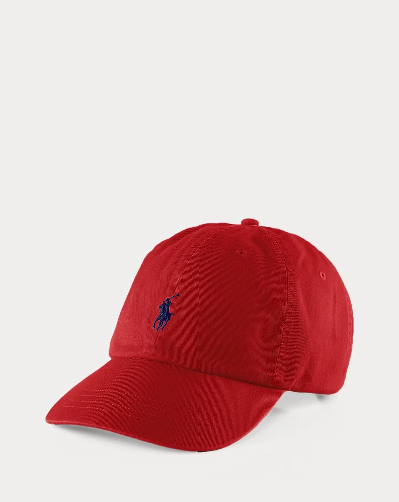 Polo Ralph Lauren Cotton Chino Baseball Cap Red/Blue, Adjustable