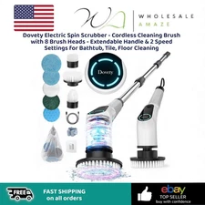 Dovety Electric Spin Scrubber - Cordless Cleaning Brush with 8 Brush Heads