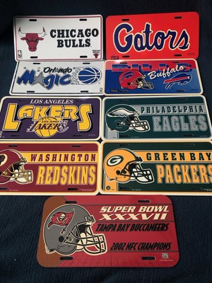 Lot Of 9 Novelty Sports Teams License Plates Lakers Bulls Gators Bills Eagles