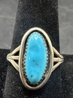 VTG Signed “ED KEE” Native American Navajo Sterling Silver Turquoise Ring Sz 10