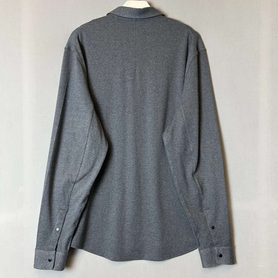 Lululemon Shirt Mens XLarge Gray Overshirt Button Down Soft Knit Zip Pockets - Image 2 of 4