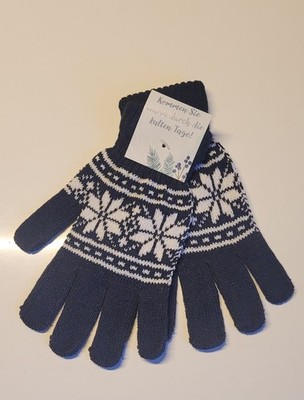 Handschuhe Damen +++Schneesternmuster+++Schwarz/Weiß +++Gr.S - L +++NEU +++