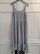 Sonoma Light Blue Floral Smocked Midi Sleeveless Dress Size XL