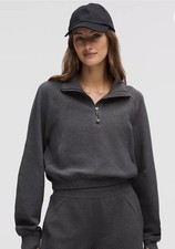 Lululemon Scuba Cropped 1/2 Zip Funnel Neck Waffle Pullover Size XS