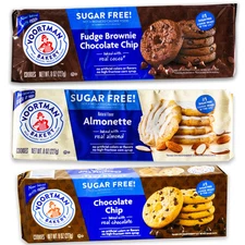 Voortman Sugar Free Cookies - Variety Pack - Chocolate Chip - Fudge Brownie C...