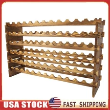 6 Tier Wooden Wine Rack 72 Bottles Stackable Storage Display Shelf Freestanding