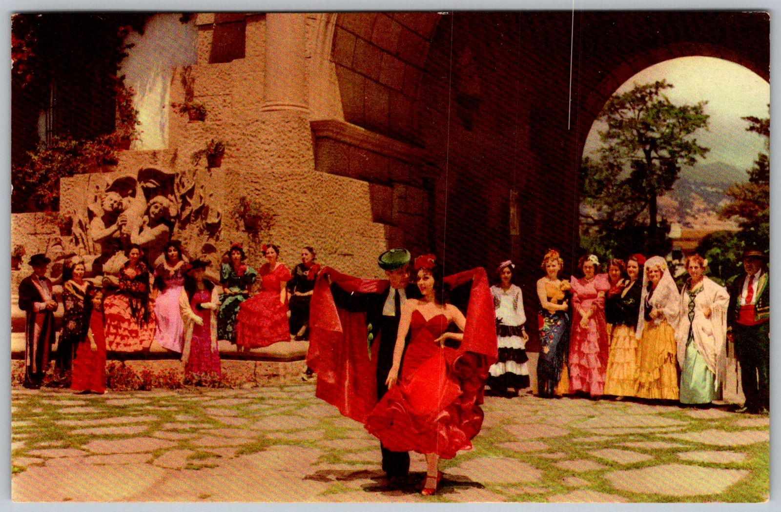 Vtg Postcard Fiesta Dancers Santa Barbara, CA 1950s