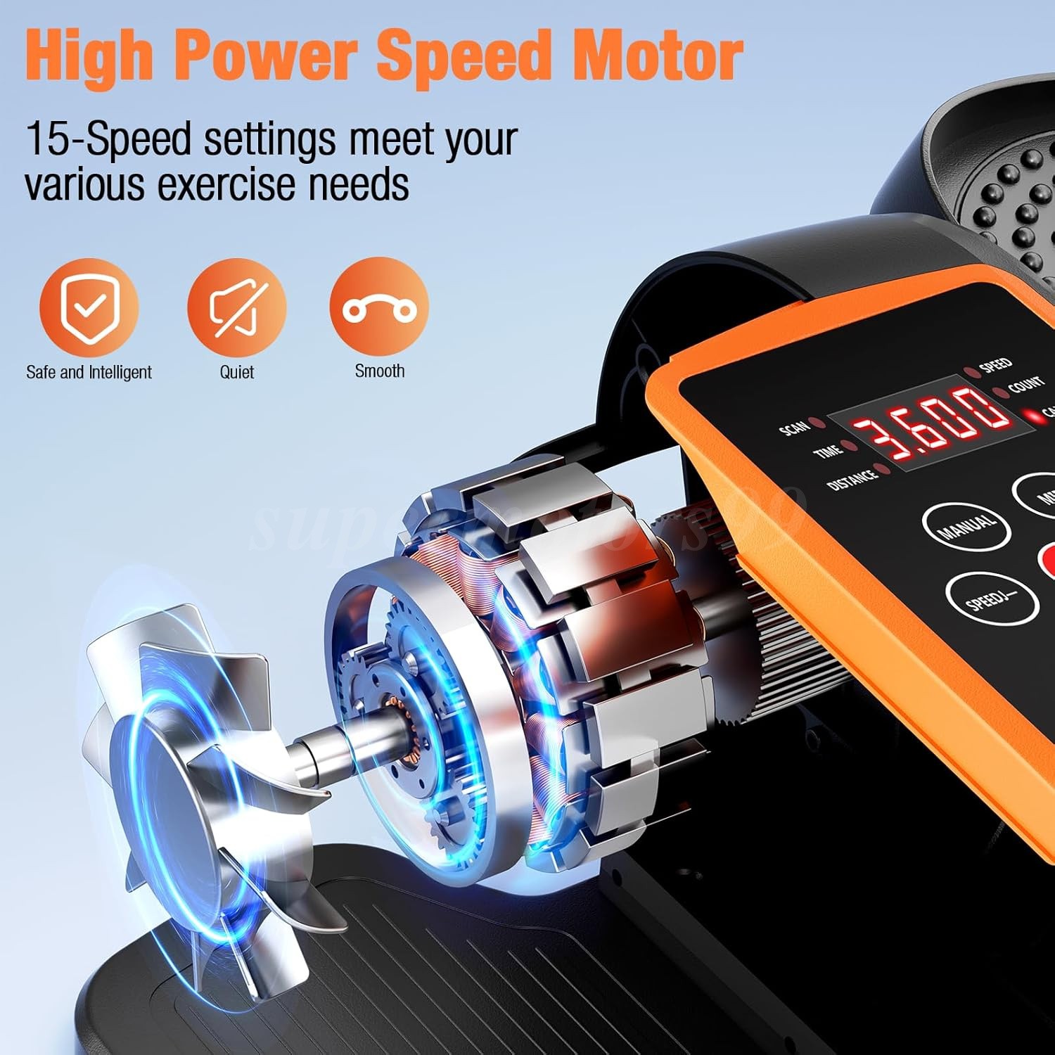 15 Speed Ellipse Leg Exerciser for Seniors Under Desk Elliptical Machine Remote