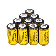 10Pcs 2800mAh 16340 CR123A 3.7V Rechargeable Battery Cell for Security Camera