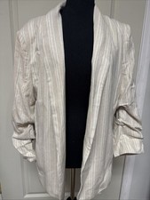 Women  s Size Medium Eesome Blazer, Beige With Ruched 3/4 Sleeve NWT
