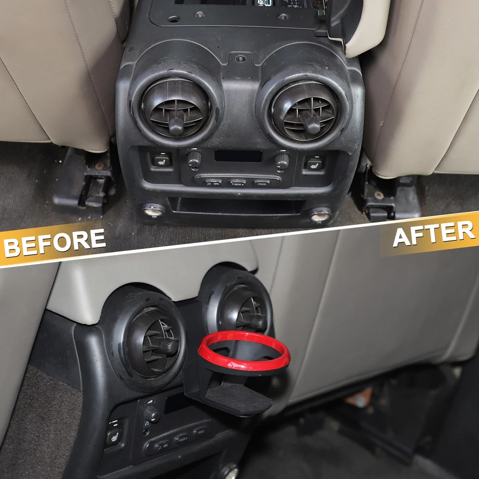 Portavasos central de ventilación de aire trasero anillo rojo de acero al carbono para Hummer H2 2003-2007 Foto 3 de 4