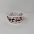 Vtg Hazel Atlas Milk Glass w/ Red Small Bowl, Bull Riding & Branding Cowboy