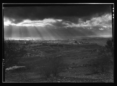 Jerusalem. Sun rays over Jerusalem taken from Scopus,late afternoon,Feb. 1942