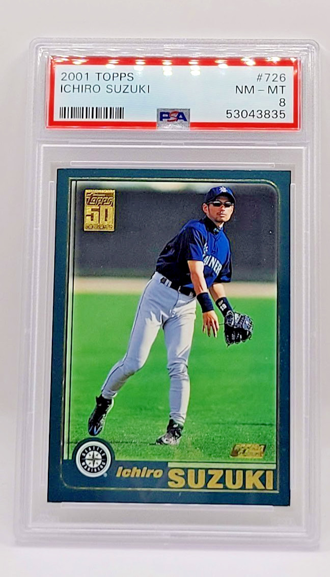 2001 Topps #726 Ichiro Suzuki PSA 8 HOF RC rookie view 2