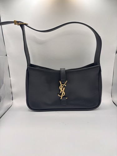 Saint Laurent Black Small Shoulder Bag, Gold YSL Logo Buckle, Dust Bag