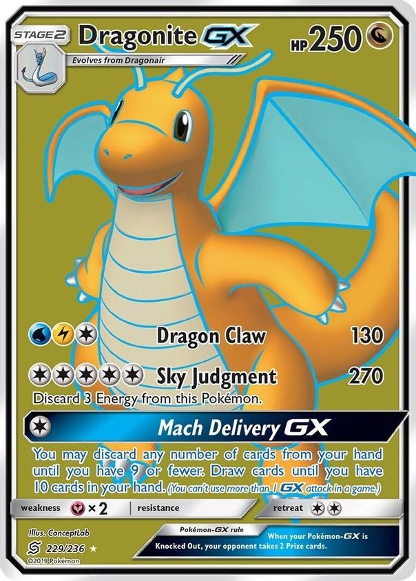 Dragonite GX - 229/236 - Pokemon Unified Minds Sun & Moon Full Art Rare Card NM
