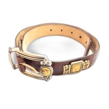 Brighton VTG Museum Collection Decorative Conchos On Brown Leather Belt 33"