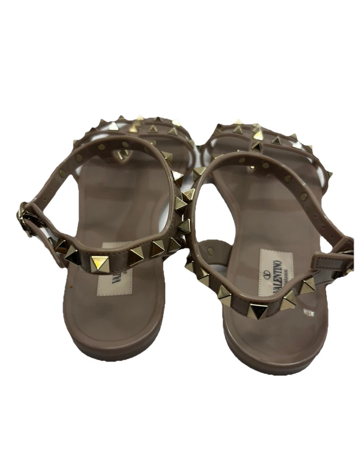 Valentino Garavani Women's Beige Rockstud Flat Rubber Sandals SZ9 - Image 4 of 4