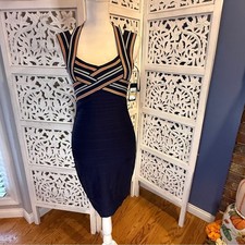 NWT Guess Navy and Orange Backless Dress Sz S