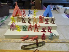 VTG Lot HK Lido Marx Ideal MPC Cowboys Indians Army Men Tee Pee 45mm-60mm L38