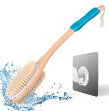 Back Scrubber for Shower - Double-Sided Back Brush Long Handle for Shower Blue