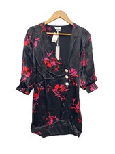 GANNI Dress 32 Rayon BLK Allover Pattern F4381